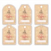 現代風の赤とベージュのクリスマスギフトタグ シール (正面)