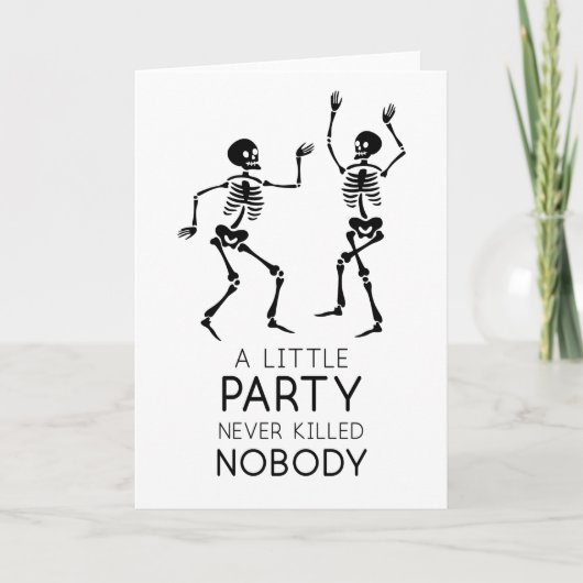 現代風ハロウィンの踊る骸骨 カード (正面)