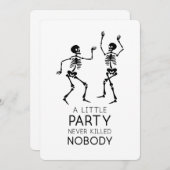 現代風ハロウィンの踊る骸骨 招待状 (正面/裏面)