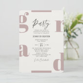 現代風パープルとベージュの卒業パーティー 招待状 (スタンド正面)