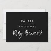 現代風ブラックリングボアープロポーズカード 招待状 (正面)