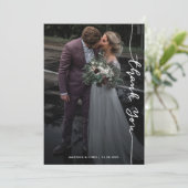 現代風感謝の言葉 シンプルな結婚式の写真 サンキューカード (スタンド正面)