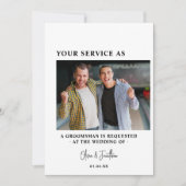 現代風2枚組写真の伴郎募集案内 招待状 (正面)