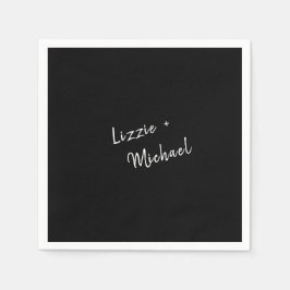 現代風 シンプル ブラック オーダーメイド ネーム スタンダードカクテルナプキン