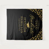 現代風 ブラック ゴールド 卒業式 背景 タペストリー (正面(横))