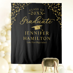 現代風 ブラック ゴールド 卒業式 背景 タペストリー