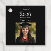 現代風 黒の卒業パーティー DIY フェイバータグ (正面)