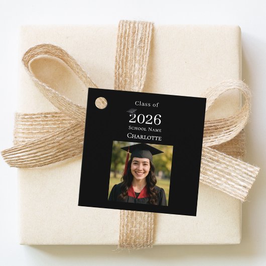 現代風 黒の卒業パーティー DIY フェイバータグ