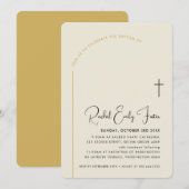 現代風 baptism 十字架 編集可能 曲線テキスト 招待状 (正面/裏面)