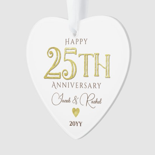 現代25周年記念ゴールド記念ウェディング オーナメント (正面)