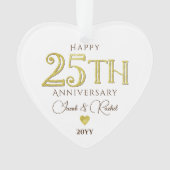 現代25周年記念ゴールド記念ウェディング オーナメント (正面)