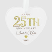 現代25周年記念ゴールド記念ウェディング オーナメント (裏面)