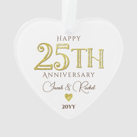 現代25周年記念ゴールド記念ウェディング オーナメント (裏面)