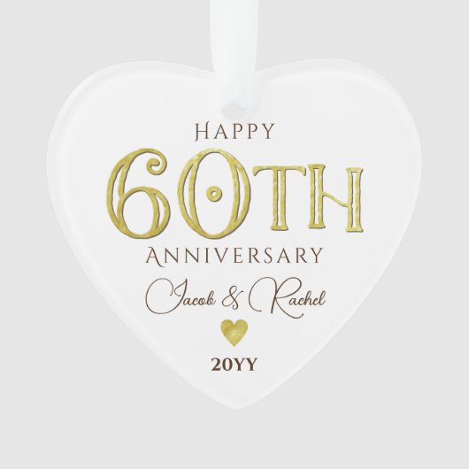 現代60周年記念ゴールド記念ウェディング オーナメント (正面)