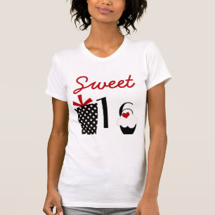 現在のかわいい菓子16のカップケーキおよび水玉模様 Tシャツ