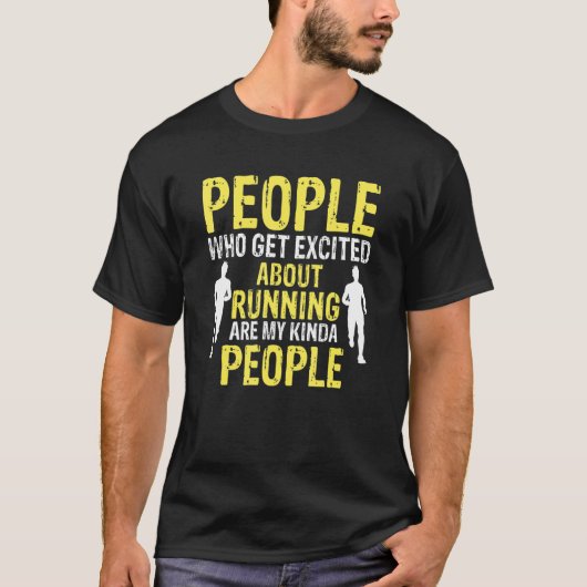 現在のに興奮ランニングする人々 Tシャツ (正面)