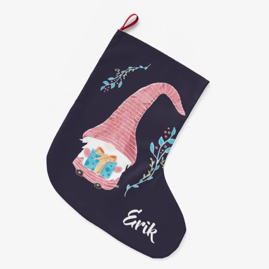 現在のクリスマス格言と赤スウェーデンストッキング ラージクリスマスストッキング (正面 (吊り時))