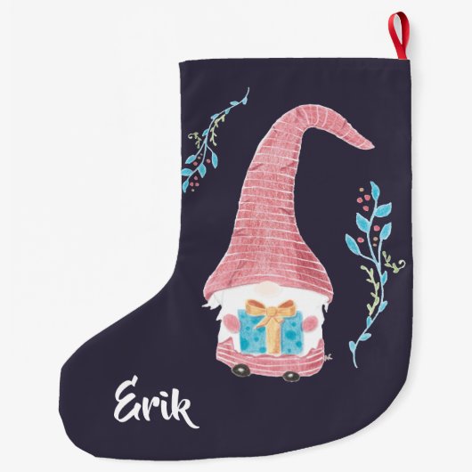 現在のクリスマス格言と赤スウェーデンストッキング ラージクリスマスストッキング (裏面)