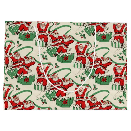 現在のサンタのクリスマスのギフトバッグのお祝いのクリスマス ラージペーパーバッグ (裏面)