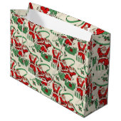 現在のサンタのクリスマスのギフトバッグのお祝いのクリスマス ラージペーパーバッグ (正面アングル)