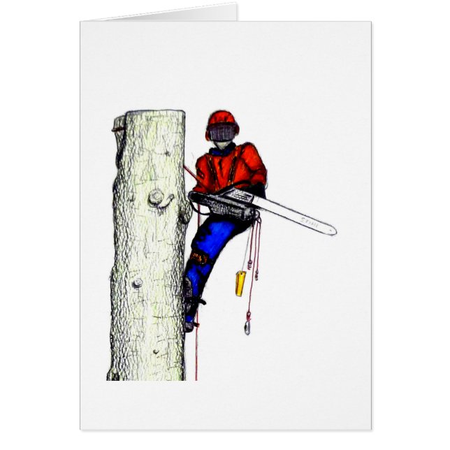 現在のチェーンソーで働く木の外科医アルボリスト (正面)