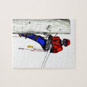 現在のチェーンソーで働く木の外科医アルボリスト ジグソーパズル (横)