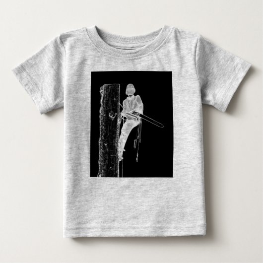 現在のチェーンソーで働く木の外科医アルボリスト ベビーTシャツ (正面)