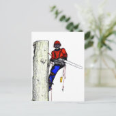 現在のチェーンソーで働く木の外科医アルボリスト ポストカード (スタンド正面)