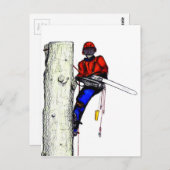 現在のチェーンソーで働く木の外科医アルボリスト ポストカード (正面/裏面)