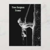 現在のチェーンソーで働く木の外科医アルボリスト ポストカード (正面)