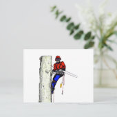 現在のチェーンソーで働く木の外科医アルボリスト ポストカード (スタンド正面)