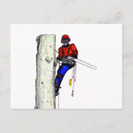 現在のチェーンソーで働く木の外科医アルボリスト ポストカード