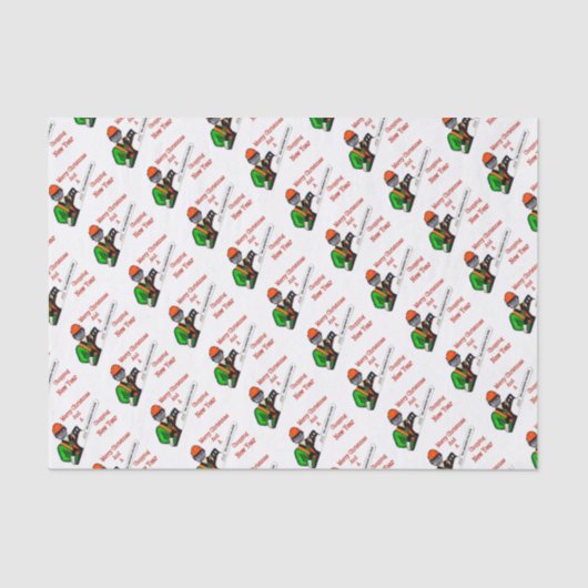 現在のチェーンソーで働く木の外科医アルボリスト 薄葉紙 (正面)