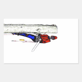 現在のチェーンソーで働く木の外科医アルボリスト 長方形シール