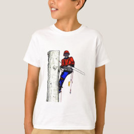 現在のチェーンソーで働く木の外科医アルボリスト Tシャツ