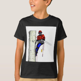 現在のチェーンソーで働く木の外科医アルボリスト Tシャツ