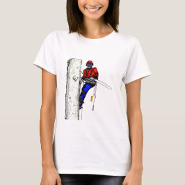 現在のチェーンソーで働く木の外科医アルボリスト Tシャツ