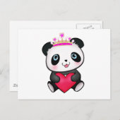 現在のパンダの恋人ファンのギフトのバレンタインデーのハート シーズンポストカード (正面/裏面)