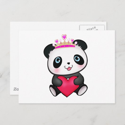 現在のパンダの恋人ファンのギフトのバレンタインデーのハート シーズンポストカード (正面/裏面)
