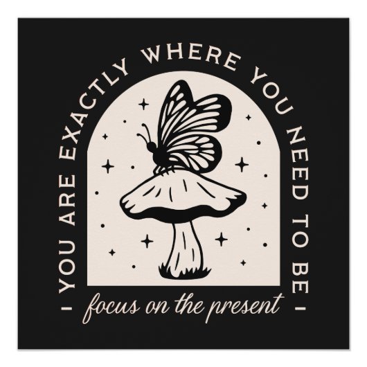 現在のマインドフルネス引用文fairycoreに焦点を合わせる ポスター (正面)