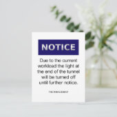 現在のワークロードに関する通知によるおもしろい ポストカード (スタンド正面)