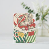 現在のヴィンテージのクリスマス猫 シーズンポストカード (スタンド正面)