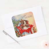 現在のヴィンテージクリスマスパピー スクエアシール (封筒)