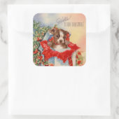現在のヴィンテージクリスマスパピー スクエアシール (バッグ)