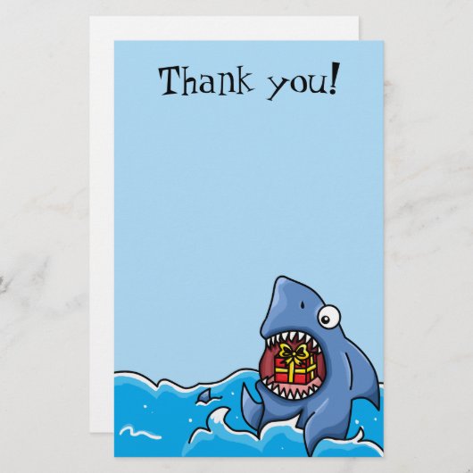 現在の鮫のカスタマイズ可能な静止したありがとう 便箋 (正面/裏面)