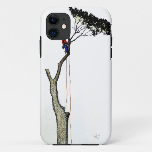 現在のChainsaw Gifの仕事でツリー外科医アルボリスト Case-Mate iPhoneケース (裏面)