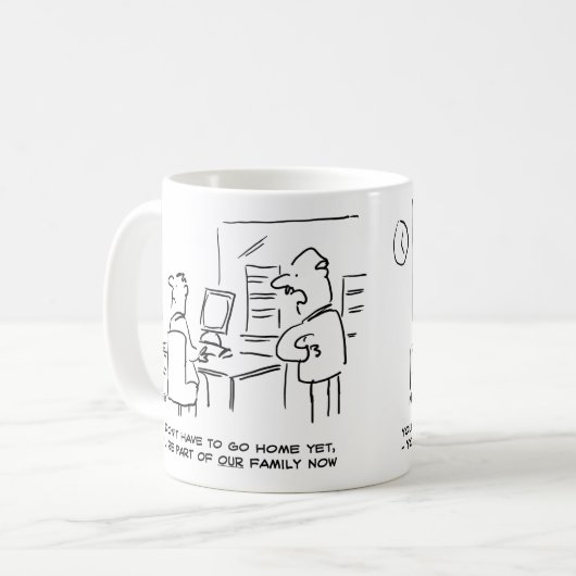 現在はオフィスファミリーに所属していると社員が言った コーヒーマグカップ (正面左)