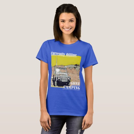 現在オフラインのファンキーTシャツでキャンプに行く Tシャツ (正面フル)