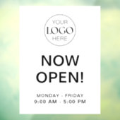 現在オープン | ロゴ付きの店舗営業時間 ウィンドウサイン (シート3)