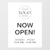 現在オープン | ロゴ付きの店舗営業時間 ウィンドウサイン (シート)